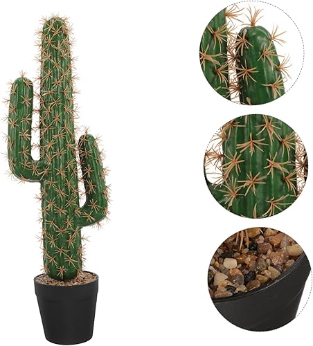 Miniatura 3 de IMIKEYA Simulación de cactus en maceta, plantas de cactus falsos altos, cactus sintético, Saguaro, figuritas de cactus artificiales, adorno de