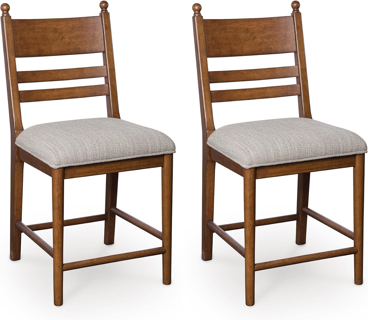 Signature Design by Ashley Chadworth Traditional Counter Height Bar Stool, Set of 2, Foam Cushion, Solid Wood Frame, 19.75" W x 23.13" D x 41.63" H, Brown & Gray