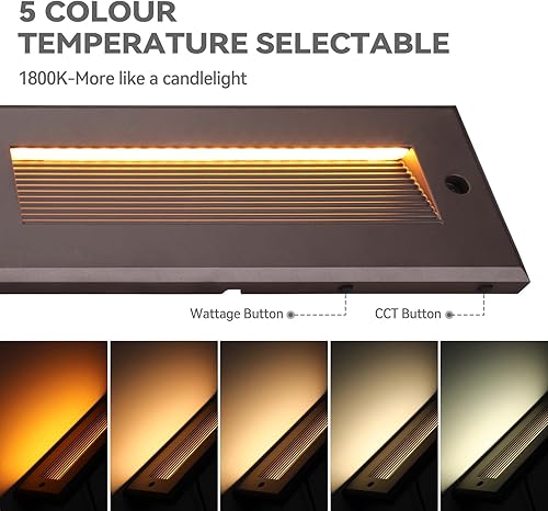 Miniatura 3 de LEONLITE 5W/4W/3W Dimmable 5CCT Low Voltage LED Step Lights Outdoor, 9 Inch Exterior Step Lighting, 12-24V AC/DC Landscape Stair Riser Light, UL