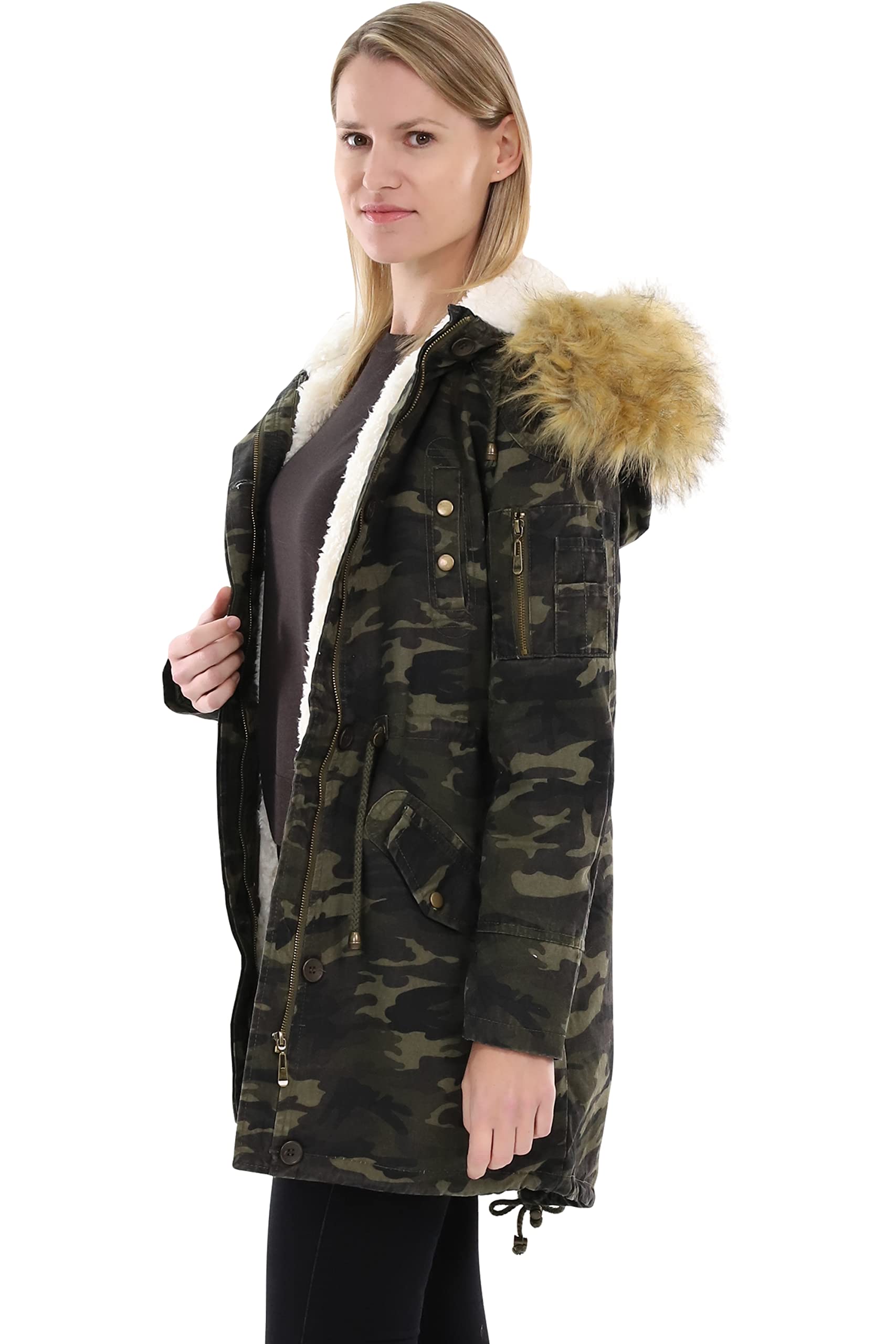 malito Donna foderato Parka Cappuccio Trenchcoat Cappotto-Invernale 81099