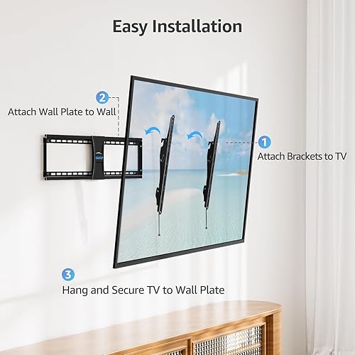 Miniatura 8 de MOUNTUP Soporte de pared para TV inclinable para la mayoría de pantallas planas de 37 a 82 pulgadas, montaje en pared de perfil bajo curvado que