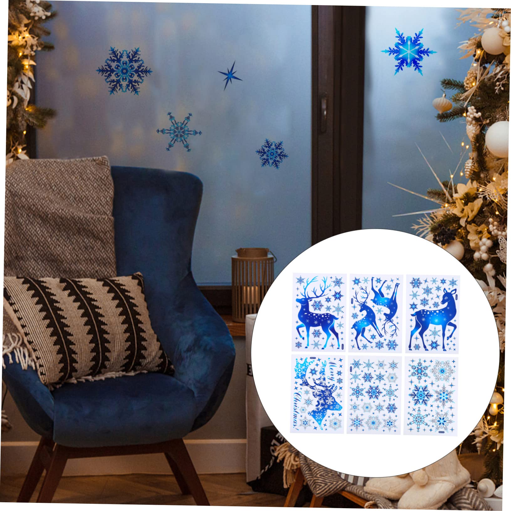 OUNONA 12hojas Pegatinas Navideñas De Ventana Adornos De Translúcidos Para Decoración De Navidad Hogar y Fiesta Arte