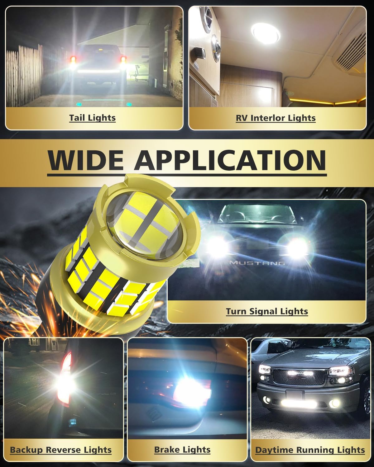 7440 7443 LED Bulb White Backup Reverse Light 600% Brighter 2000LM Super Bright, T20 7441 7444 LED Replacement with Projector Lens for Turn Signal Tail Brake Lights, Pack of 2 image 5