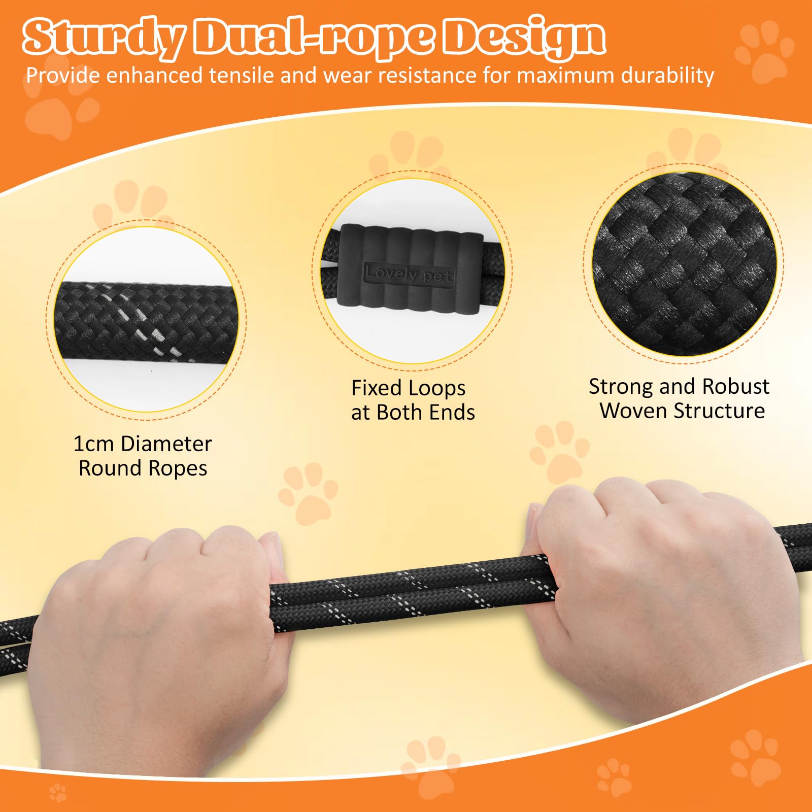 Pawaboo Dog Seatbelt for Car, Reflective Rope Dog Dog Car Seat Belt Bungee, Pet Tether Safety Restraint with Heavy Duty Buckle, Dogs Cars Harness Leash with 360&deg; Lockable Buckle, Black - image 3