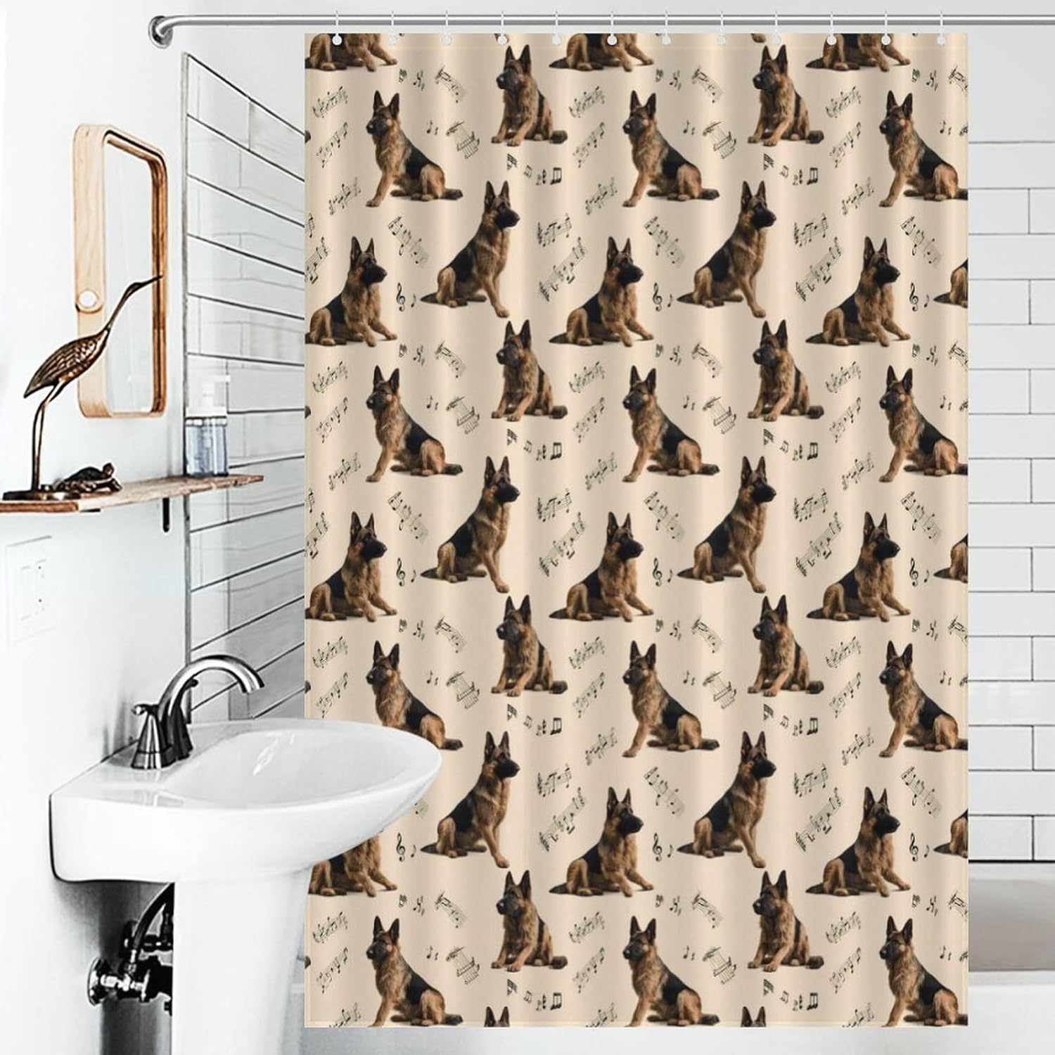 German Shepherd Dog Shower Curtain 46.85x70.87Inch（119x180cm） Polyester Bath Curtain Shower Curtains Printed Decorative