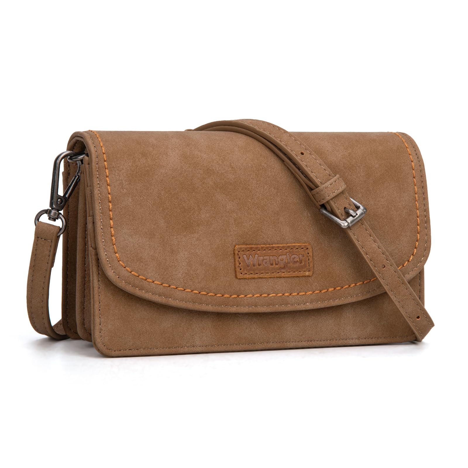 Wrangler Small Crossbody Bag for Women, RFID Blocking Wallet Purse with Adjustable Strap, Multi-Compartment Shoulder Handbag