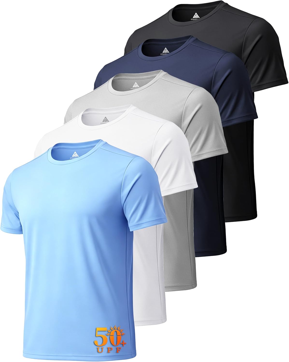5 Pack T Shirts for Men UPF 50+ UV Sun Protection Shirts Fast Dry Rash Guard Workout Running Swimming Shirt