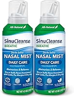 SinuCleanse Daily Care Sterile Saline Nasal Spray, Ultra Fine Mist for Congestion Relief, 4.5oz 2-Pack, Made in USA