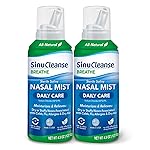 SinuCleanse Daily Care Sterile Saline Nasal Spray, Ultra Fine Mist, Instantly Moisturizes & Relieves Everyday Nasal Congestion Due to Colds & Dry Air, 4.5 Oz (2 Pack), Made in USA