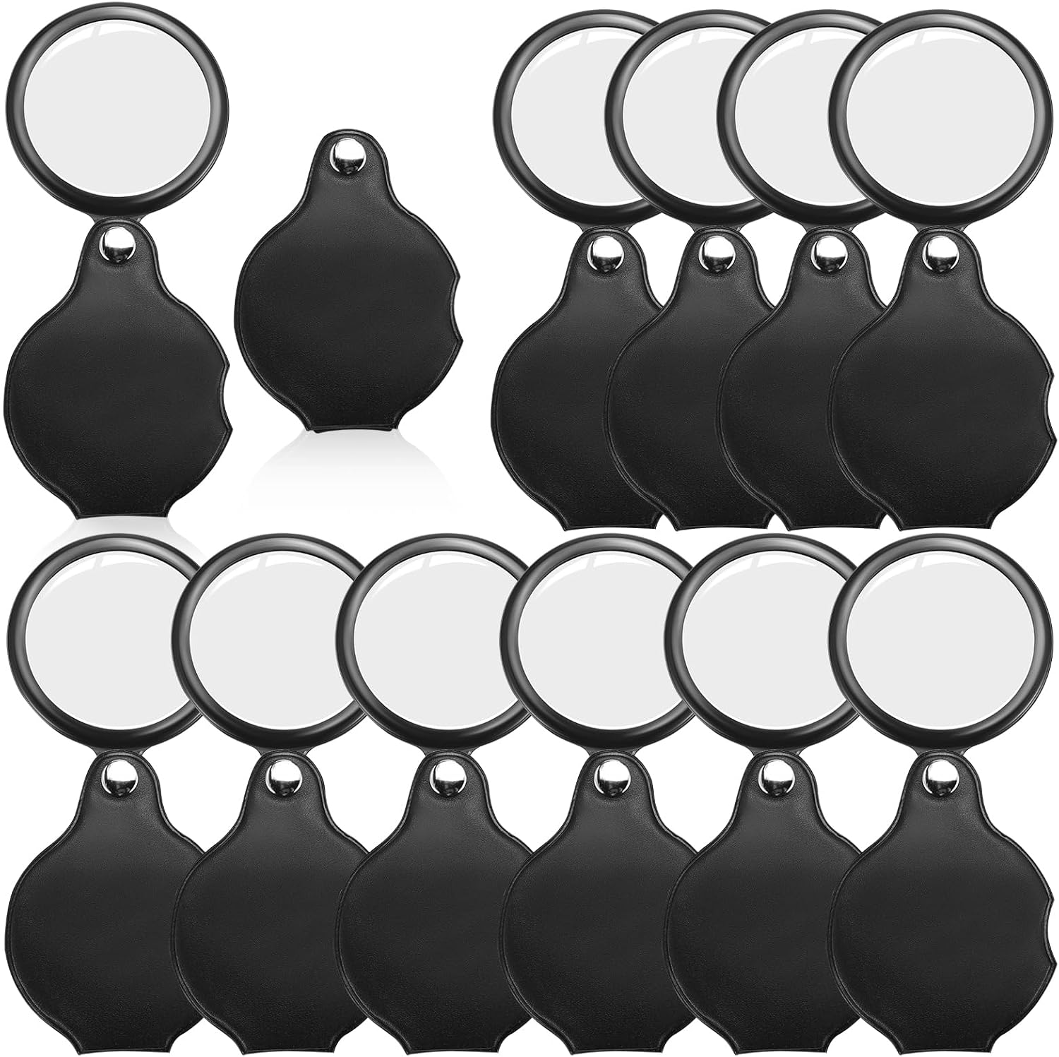 Treela 24 Pcs 10x Small Magnifying Glass for Senior Folding Mini Handheld Magnifying Glasses with Rotating Protective Cover for Reading Jewelry Hobby