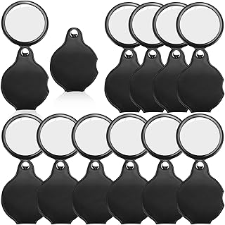 Treela 12 Pcs 10x Pocket Magnifying Glass for Kids Senior, Folding Mini Magnifying Glasses Small Magnifier with Rotating Protective Cover, Handheld Magnifying Glass for Reading, Jewelry, Hobby