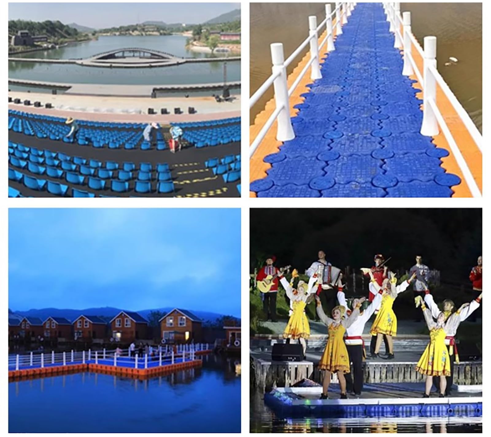 modularne pontony HDPE Wytrzymała platforma pływająca do platform obserwacyjnych/restauracji wodnych, ponton wędkarski o dużej nośności, tratwa wędkarska o grubości 9,8/15,7 cala(19.7x19.7x9.8inch)