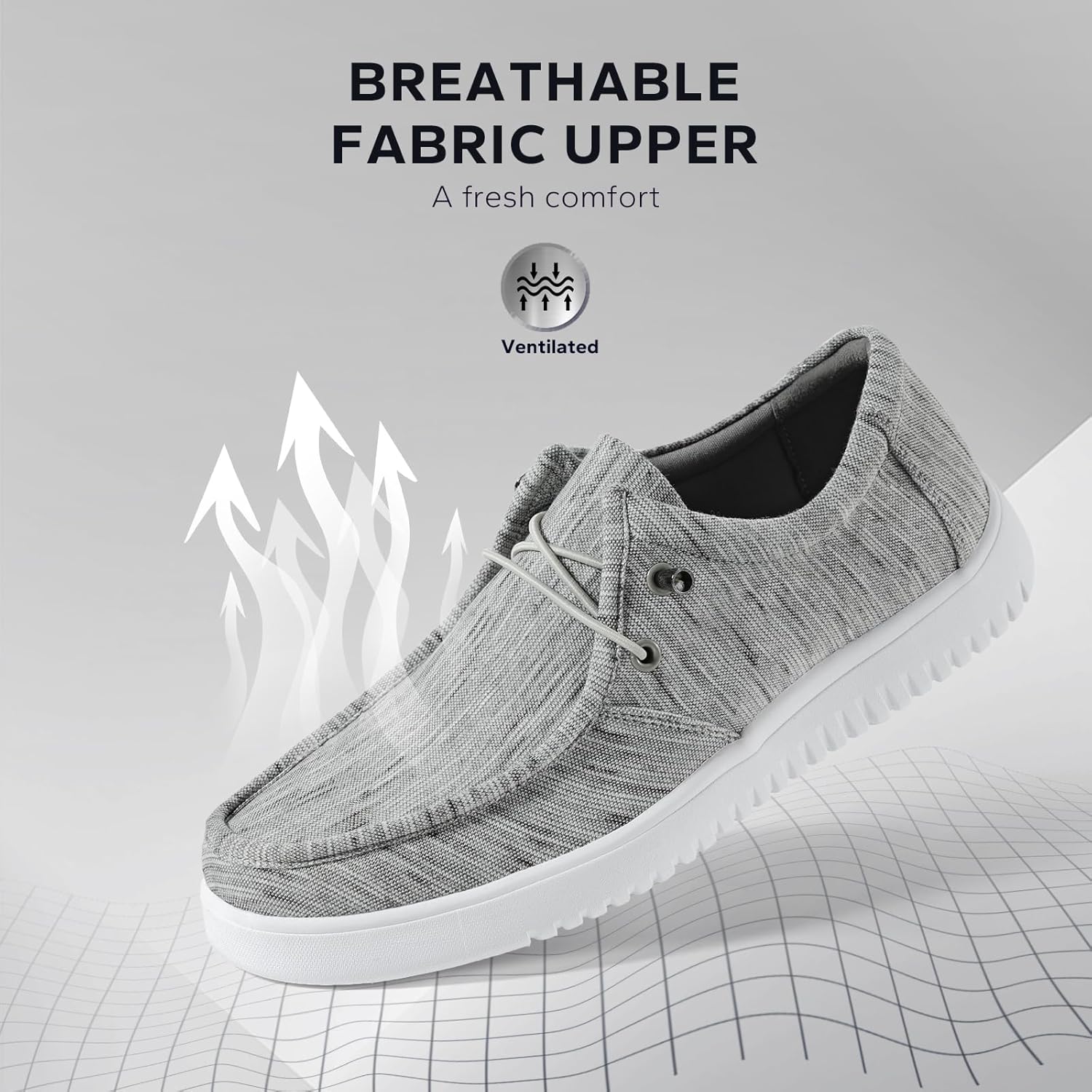 Mens Casual Slip On Shoes - Machine Washable Loafer - Comfortable Moc Toe Shoes for Men Grey 7.5 - Image 3