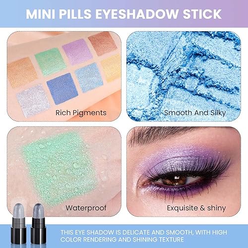 Vista 249 de evpct - Juego a granel de lápices de sombra en crema para ojos, impermeable, brillante, metálico, blanco deslumbrante, gris, plateado, negro