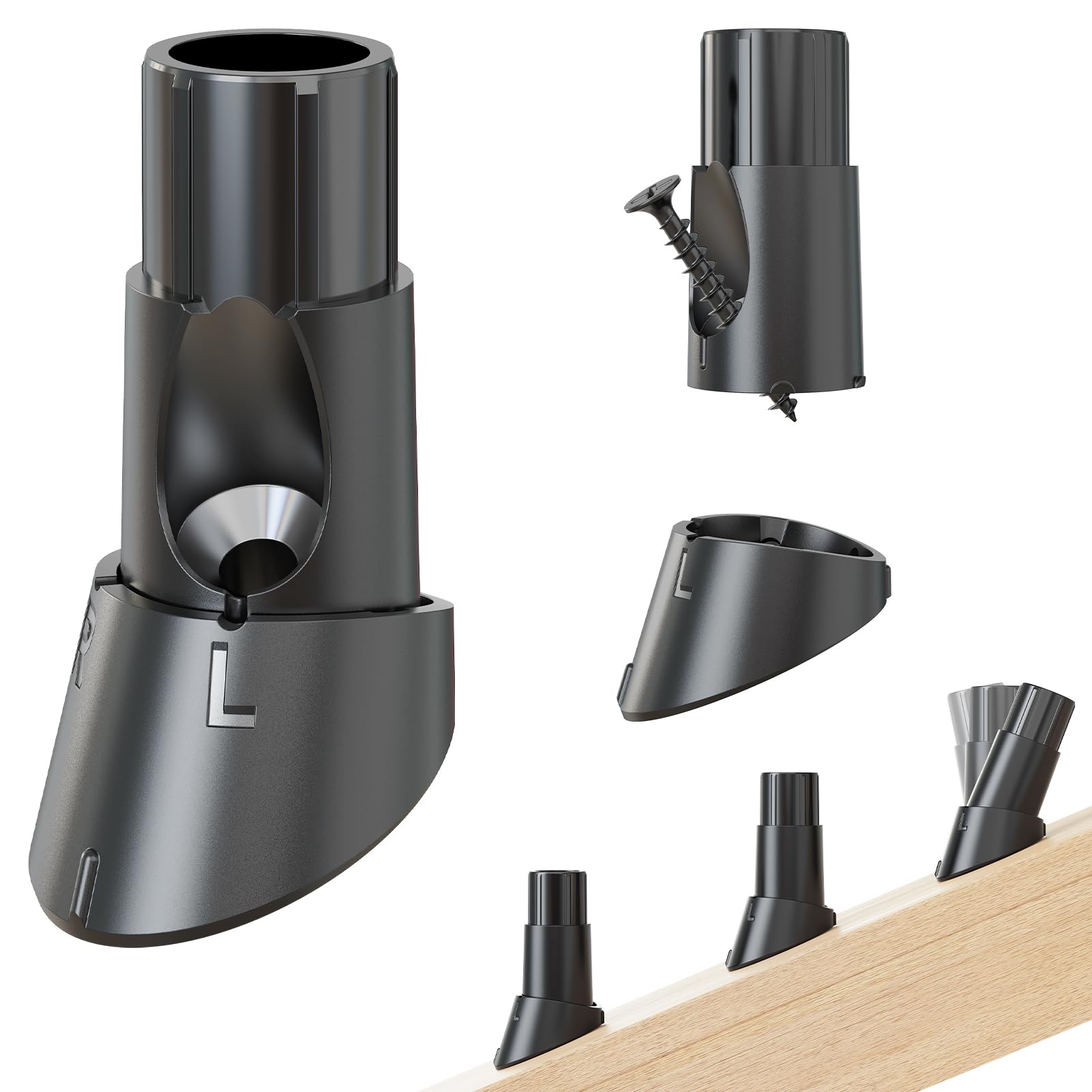 50 Pcs Baluster Slant Shoes for 3/4" OD Hollow Round Deck Balusters, Easy to Install Staircase Baluster Connectors with Screws, Durable Stair Railing Connectors for for 22°–42° Angled Railings, BS50
