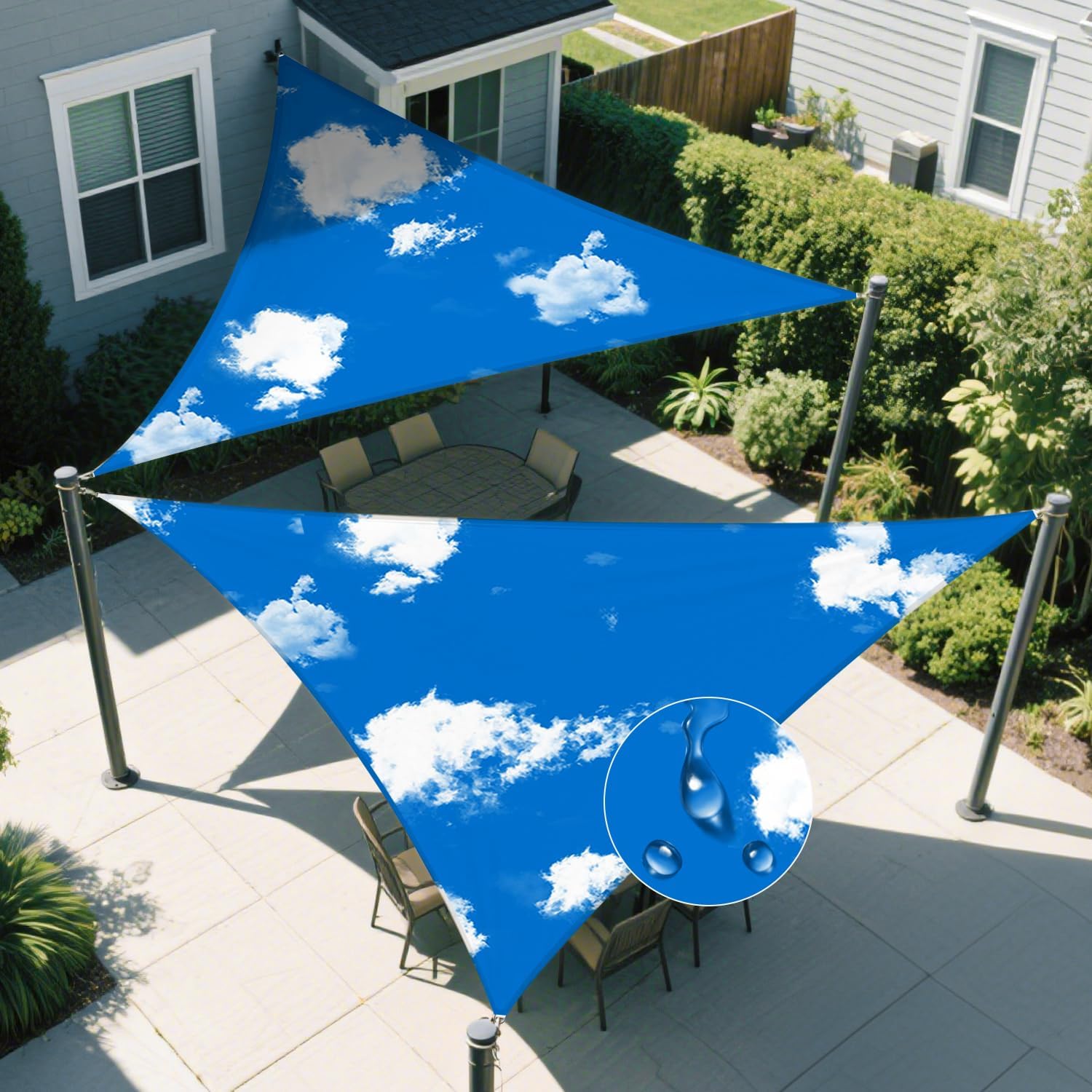 Waterproof 16' x 16' x 16' Sun Shade Sail Triangle Sunshade Cover for Patio Pergola Deck Backyard Outdoor (Red)