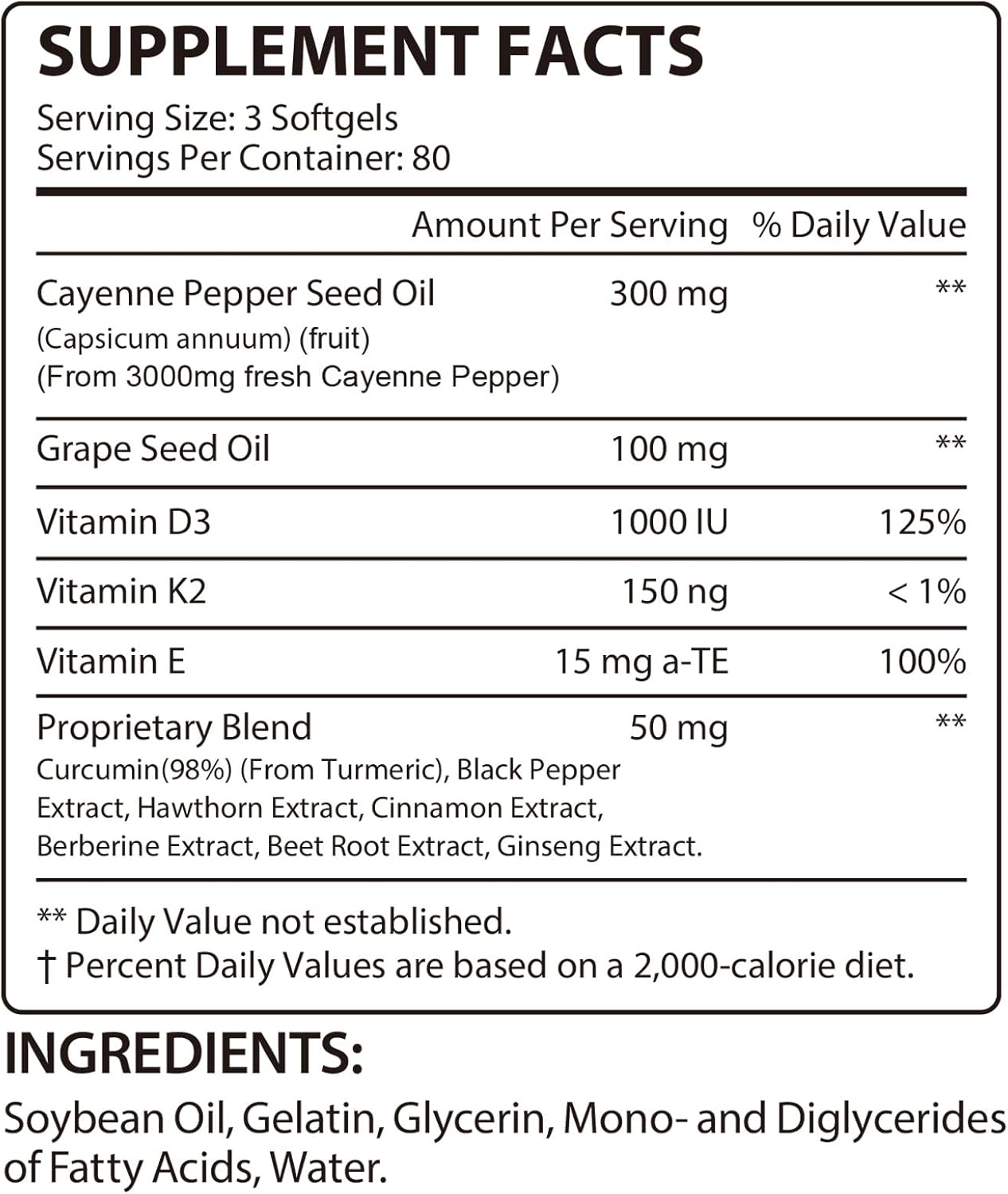 Cayenne Pepper Softgels Supplement, 12-in-1 Botanical Complex with Grape Seed, Hawthorn, Turmeric & Vitamin D3 K2, Supports Daily Wellness & Healthy Circulation, 240 Softgels (80-Day Supply) - Image 8