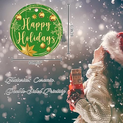 Miniatura 15 de Tree Decoration Ornaments Merry Christmas Y'all Holiday Present Ceramic Xmas Tree Ornament Gold Snowflake Ball Wreath Christmas Decorations Gift