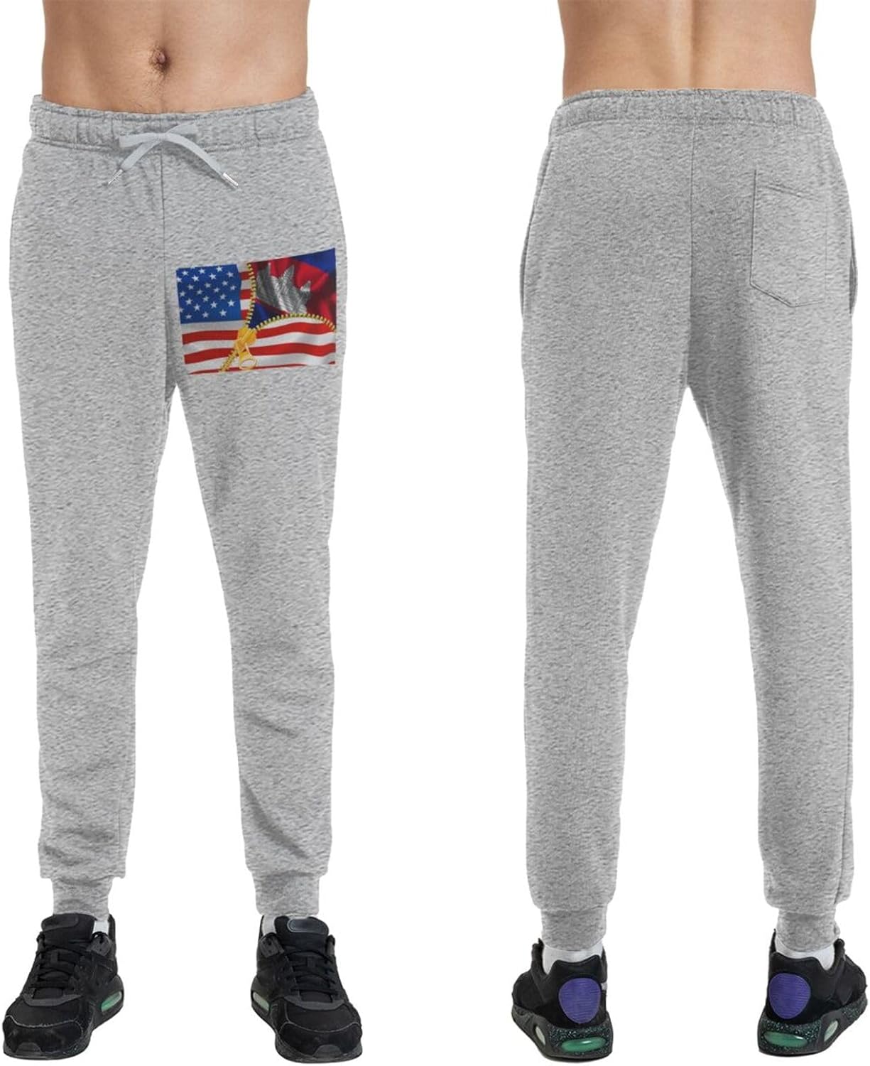 American Flag and Cambodia Flag Men's Long Pants Lightweight Quick Dry Gym Sports Pants