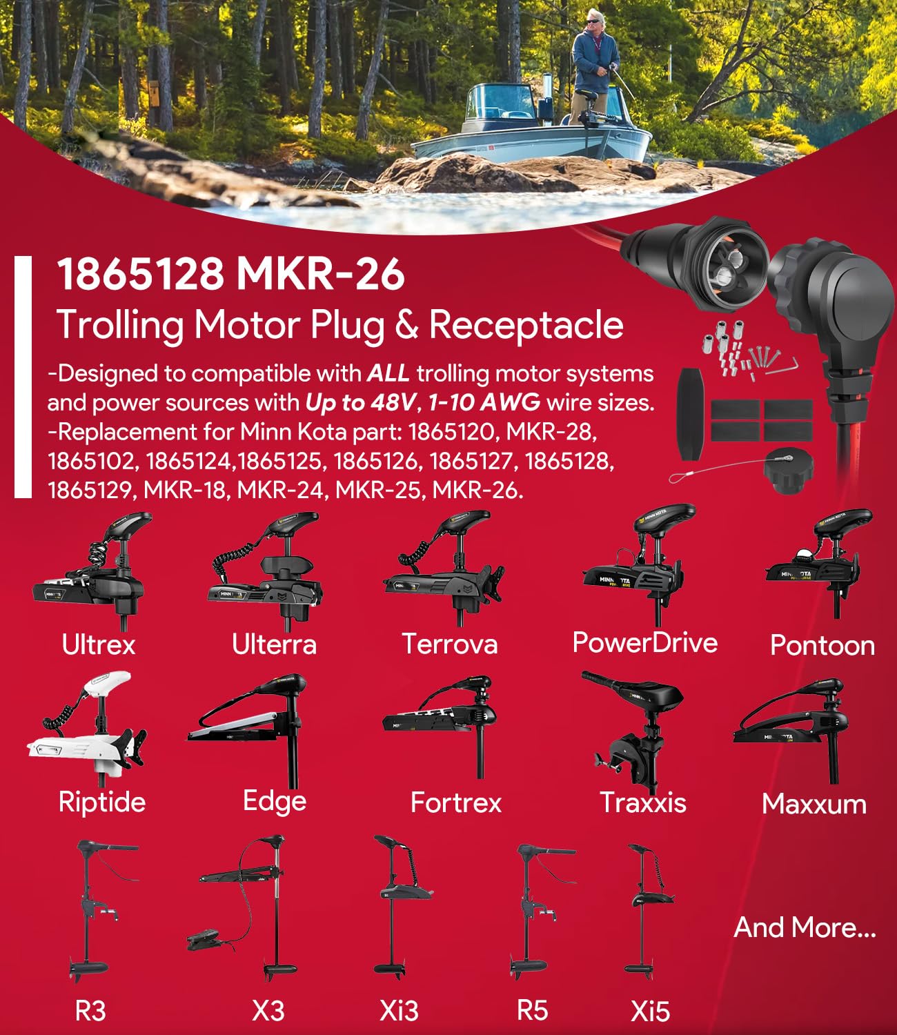 Amazon.com: 1865120 1865128 MKR-26 Trolling Motor Plug and 