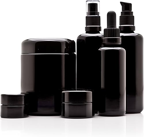 Infinity Jars Paquete variado cosmético DIY 0.2 fl oz, 0.5 fl oz, 8.5 fl oz de tornillo superior frascos, 3.4 fl oz botella de bomba de empuje,