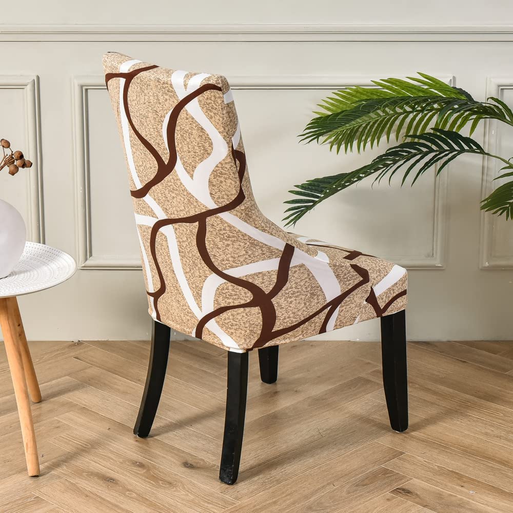 Highdi Coprisedie con Schienale 1/2/4/6 Pezzi Elasticizzato, Fodere Sedie Scandinava con Braccioli Lavabile Copripoltrona Sala da Pranzo Copertura per Ufficio Banchetto (Marrone caffè,6 Pezzi)
