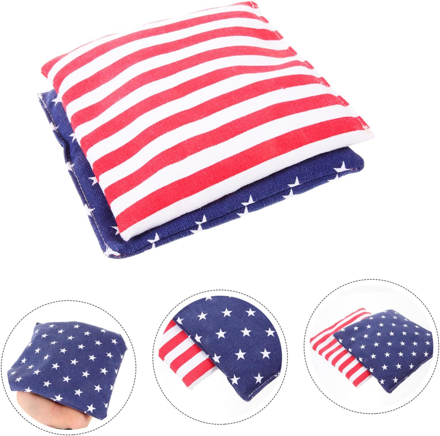 YARNOW 4Pcs Flag Bean Bag Toss Game for Interactive Outdoor with Base Stars and Stripes Fun Bean Bags for Play and Skill Development