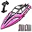 DEERC Fast RC Boat with LED Light, 30+ Mins, 20+ MPH, Self Righting Remote Control Boat for Pools & Lakes, 2.4GHz Racing Speed Boats, Water Summer Toy Gift for Kids, Boys & Girls (Pink)