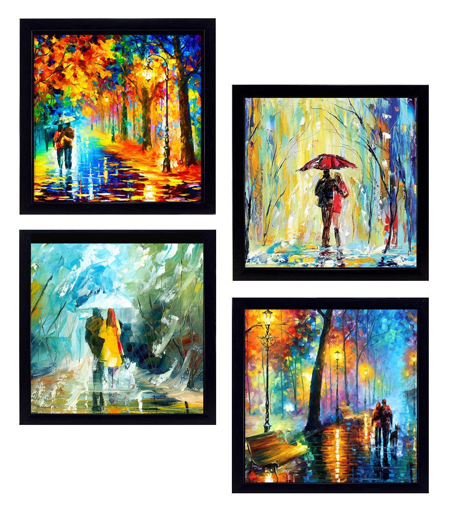 SIFTY COLLECTIONS 4 Piece Set Of Framed Wooden Wall Hanging Motivational Office Decor Art Prints 10 X 10 Inch For Without Glass