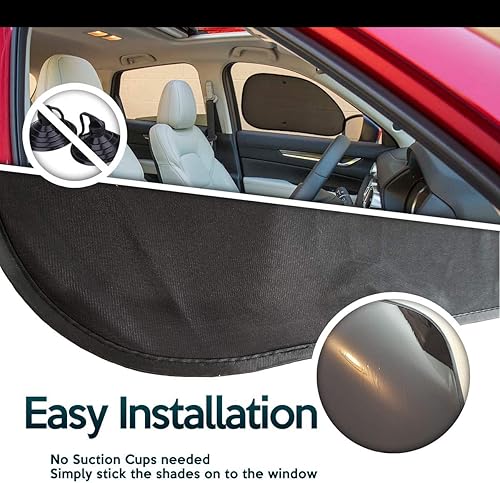 Miniatura 8 de Zone Tech Parasol para ventana lateral que se adhiere al sol paquete de 2 unidades de malla de alta calidad para automóvil no necesita ventosas