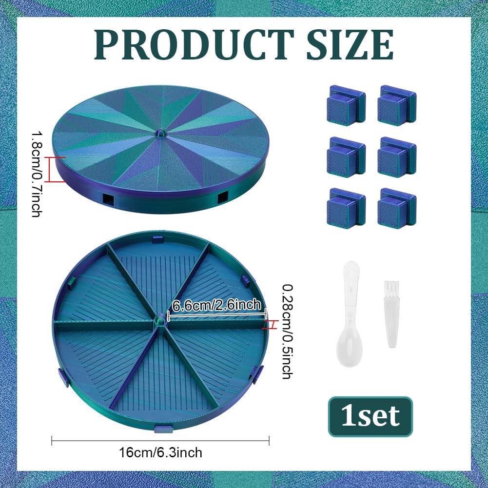 WADORN Diamond Art Painting Trays, Round Divided Colorful Trays with Lid Plastic Bead Sorting Tray Organizer Kits with Brush and Spoon for Adults Diamond DIY Art Mosaic Crafting, Black image 2