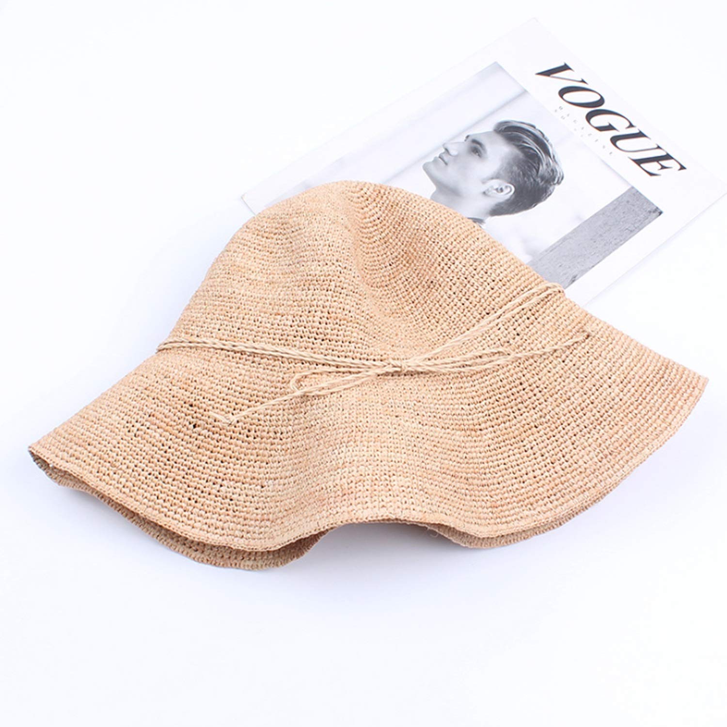 Sombrero de Paja de Lafite Hecho a Mano de Hecho a Mano de Hombre Sólido Transpirable Sombrero Plegable Sombrero de Paja Primavera Y Verano Sombrero Sombrero Sol Pescador Sombrero Pescador
