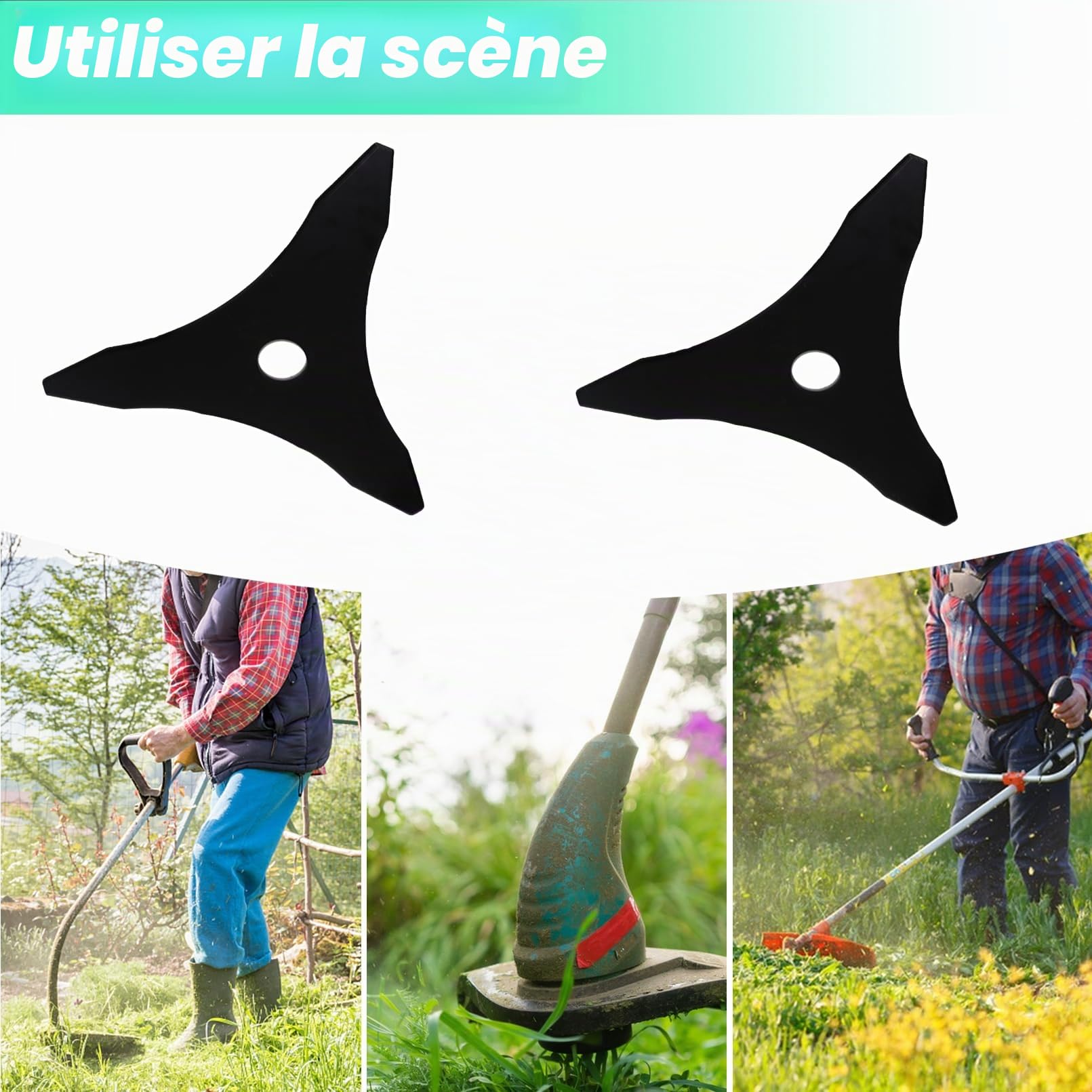 ADEFOL 2 Pièces 3 Dentes Lame Débroussailleuse,25,4 mm Lame Debroussailleuse Thermique en Acier au Carbone,Trois Dents Disque Débroussailleuse pour Couper Mauvaises Herbes Buissons Épines