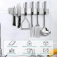 Vista 5 de Soporte magnético para cuchillos de pared, tira magnética para cuchillos, soporte magnético para cuchillos para montar en refrigerador, organizador