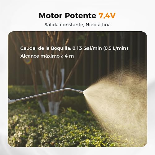 Diivoo Pulverizador Eléctrico de Jardín 5L, Boquilla Ajustable (Niebla/Chorro), Depósito Graduado,Correa Ajustable, Batería Recargable 2000mAh, Pulverizador a Presión Portátil para Plantas y Exterior - 3