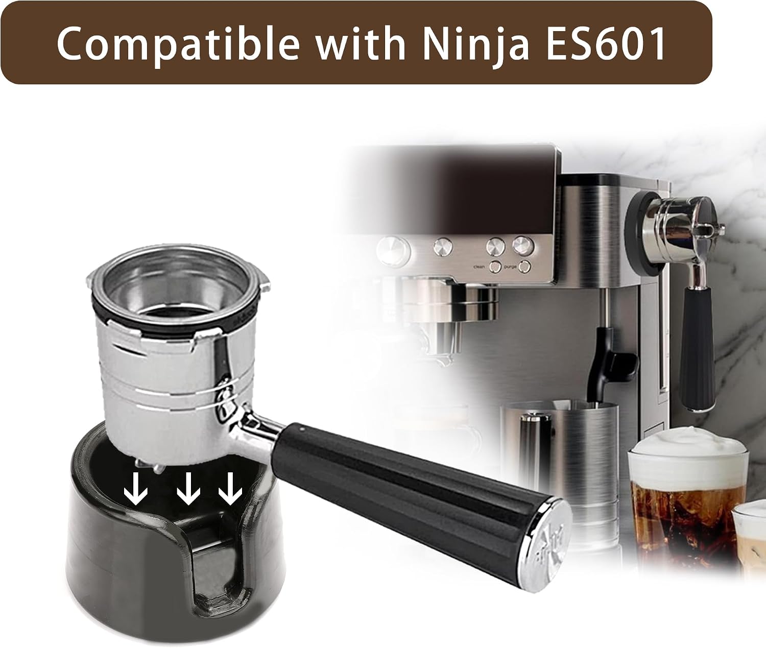 Coffee Tamper Base For Ninja Espresso Machine ES601/ES701,Black image 3