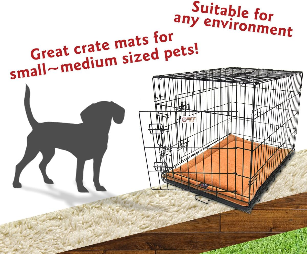 Majestic Pet Dog Crate Mat - Machine Washable Soft Plush Pet Bed Pad for Crates & Kennels | USA Crafted | 30"x21" Villa Orange