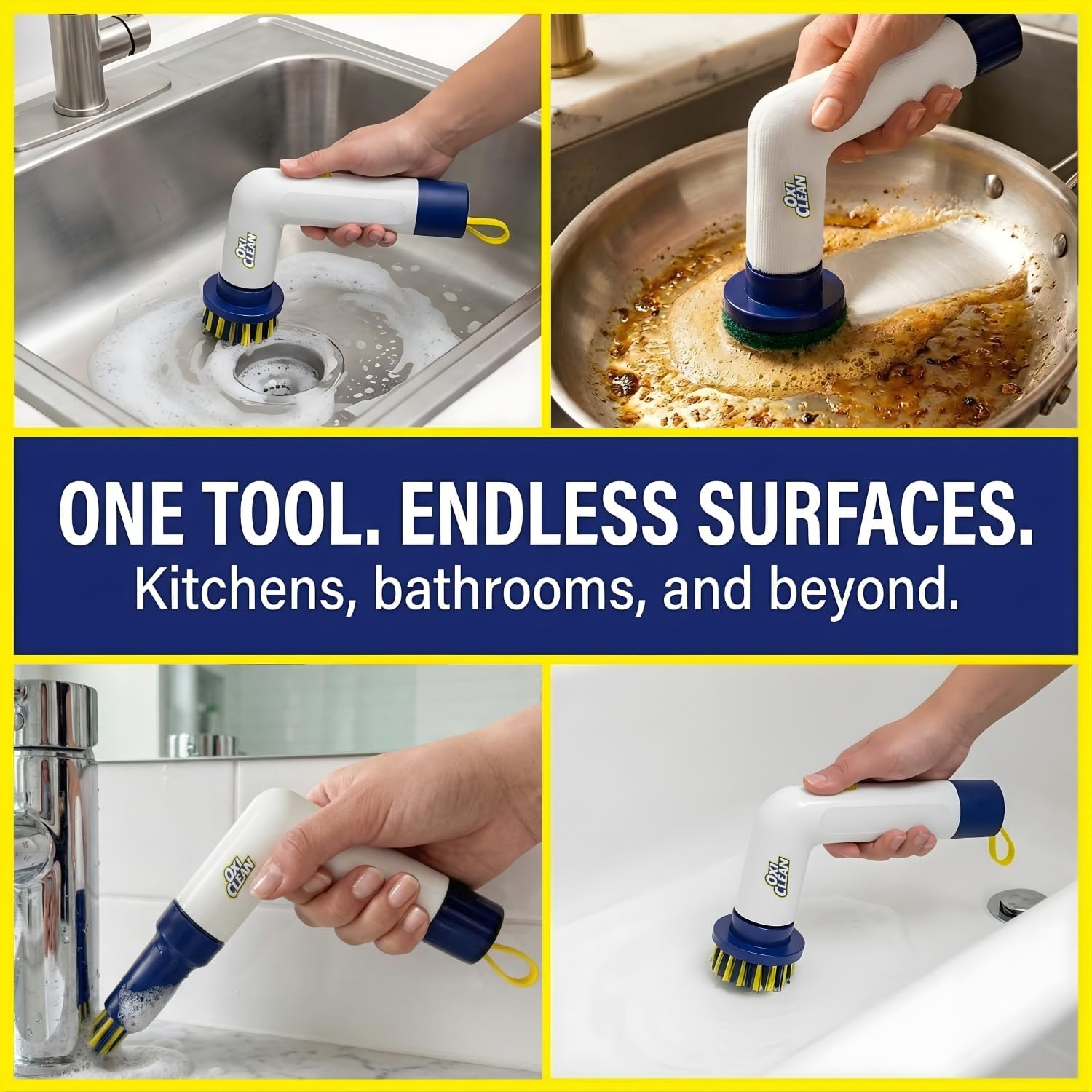 OxiClean Handheld Electric Scrubber - Replaceable Brush Heads, Waterproof image 4