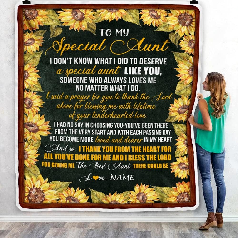 Personalized to My Special Aunt Blanket from Niece Nephew Thank You The Best Aunt Birthday Mothers Day Thanksgiving Christmas Customized Fleece Blanket (30 x 40 in Baby Size)