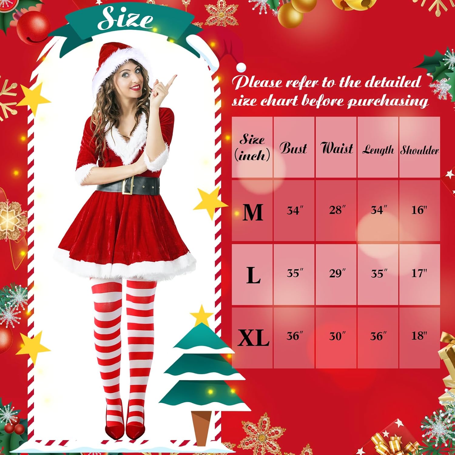 Patelai Mrs. Santa Claus Costume for Women Cosplay Christmas Dress Fluffy Velvet Costume for Christmas - Image 7