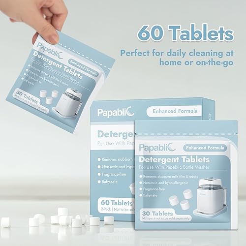 Miniatura 8 de Papablic 60 pastillas de jabón detergentes oficiales para Baby Brezza, GROWNSY, Momcozy - Lavadora de botellas profesional y calentador de botellas