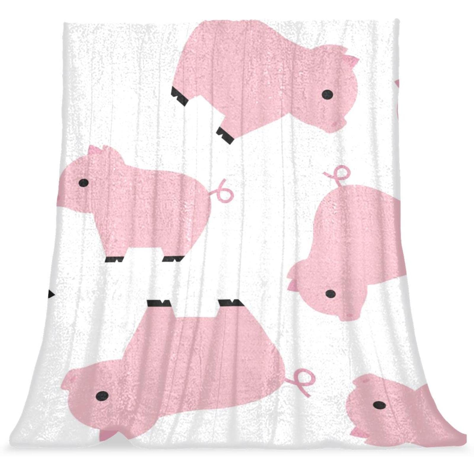 Couvre-lit cochon rose dessin animé doux et moelleux pour lit enfant