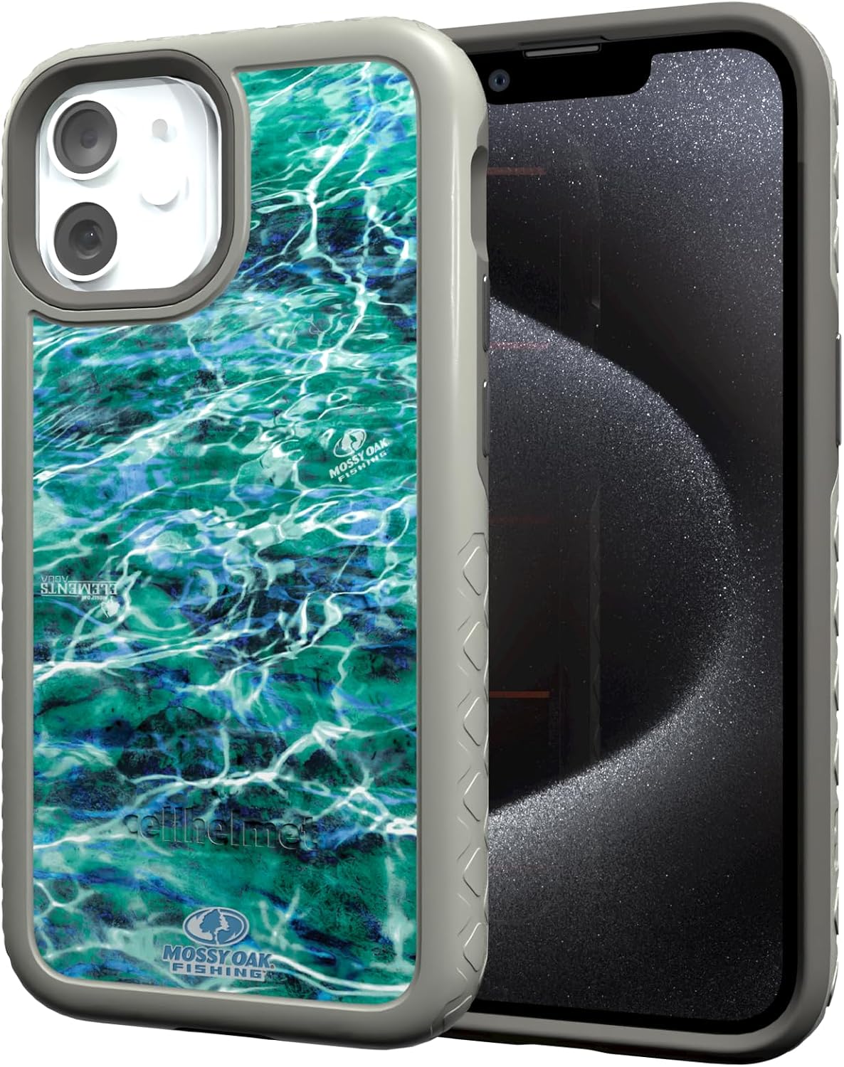 cellhelmet Mossy Oak | Agua Seafoam | Dual-Layer Case in Gray Designed for iPhone 13 Mini Shock & Drop Proof - Durable | As Seen on Shark Tank