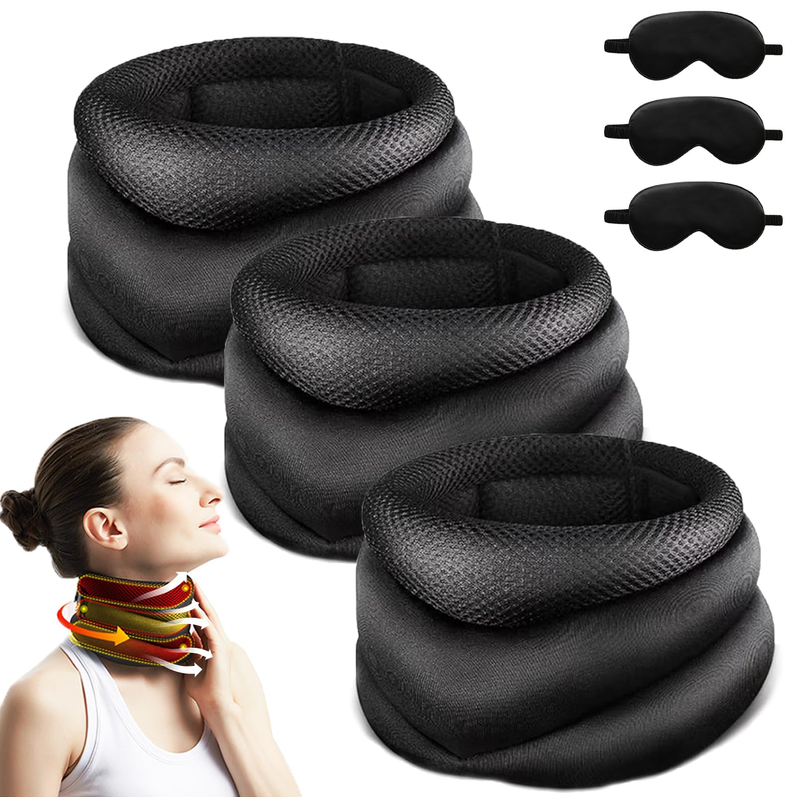 Vitavix Neck Support, Vitavix Neck Support for Snoring, Necksupport - Never Snore Again, Adjustable Soft Foam Neck Brace Cervical Collar, Relief of Cervical Spine Pressure, for Sleeping (3Pcs)