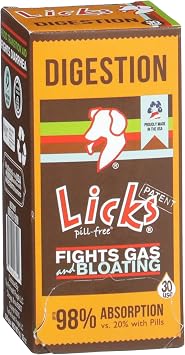 Licks Dog Digestion - Gut Health, Nutrient Absorption & Food Transition Support for Dogs - Digestive Enzymes with Bromelain - Pill-Free Liquid Packets - 30 Packets