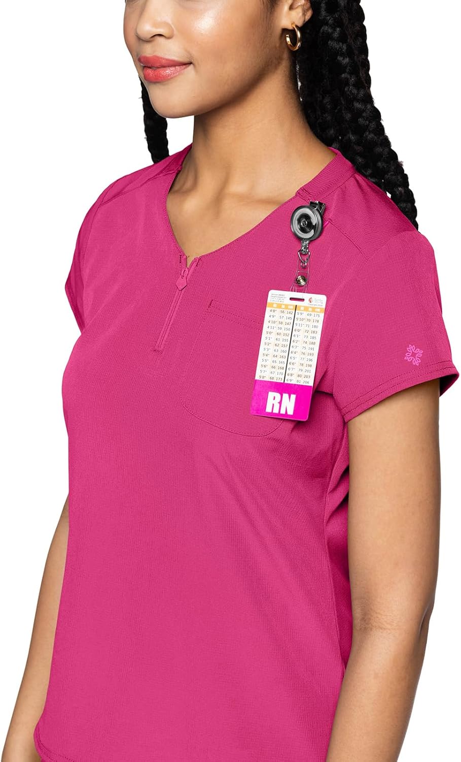 Med Couture Scrubs top for Women Medical Quarter Zip V-Neck Scrub Top Tuckable with Chest Pocket and Rounded Hem - MC705