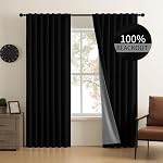 CUCRAF 100% Blackout Linen Curtains 63 inches 2 Panels Set, Back Tab and Rod Pocket Long Drapes for Bedroom Living Room Darkening Curtain with Thermal Insulated Liner (52x63 inch, Linen)