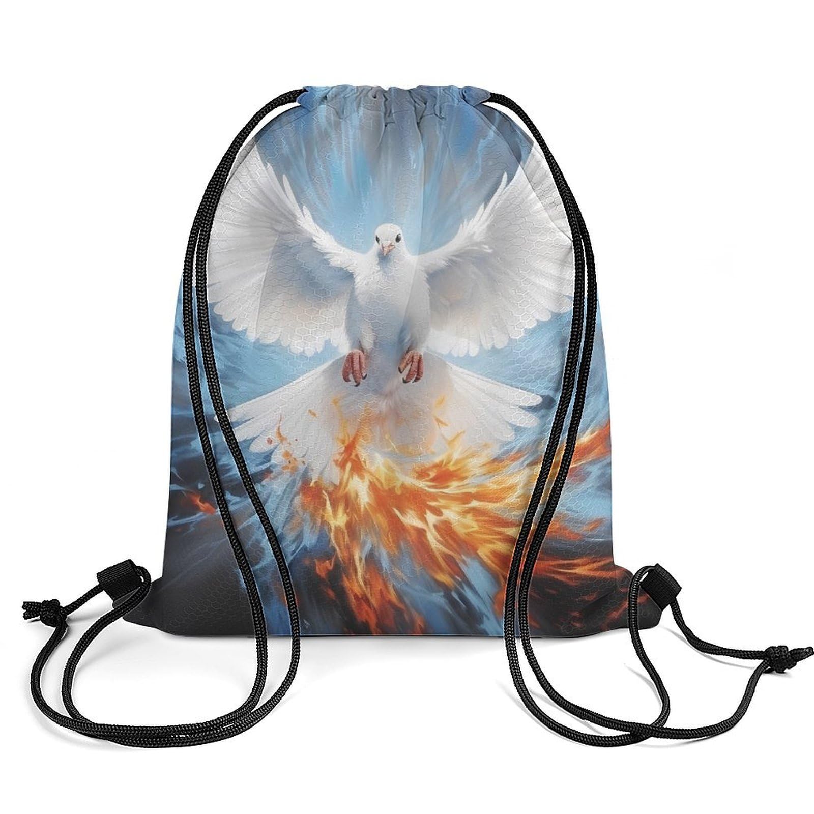 White Holy Spirit Dove Drawstring Backpack Durable Sport Gym Bags Daypack for Men Women 35 * 42cm