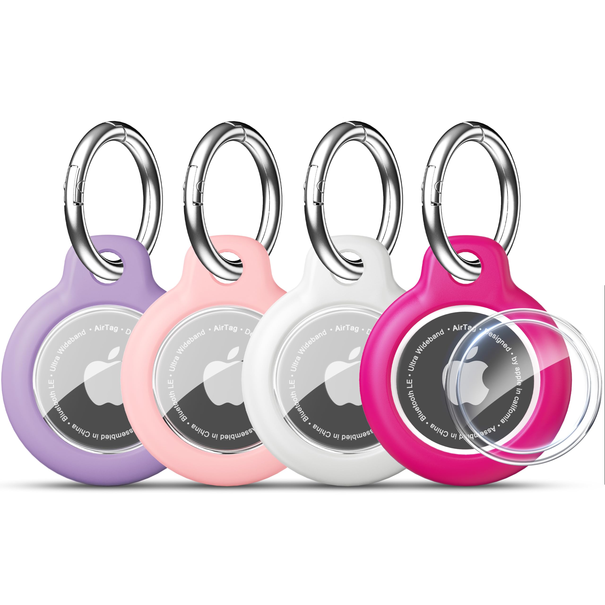 RFUNGUANGO Apple AirTag Holder with Key Ring 4 Pack AirTag Case