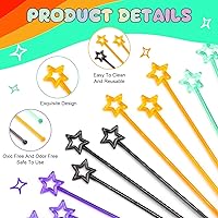 Vista 7 de Mudder 100 palitos Swizzle de 9.1 pulgadas, agitadores de cóctel de plástico para bar, de plástico desechable, estrella superior de cristal